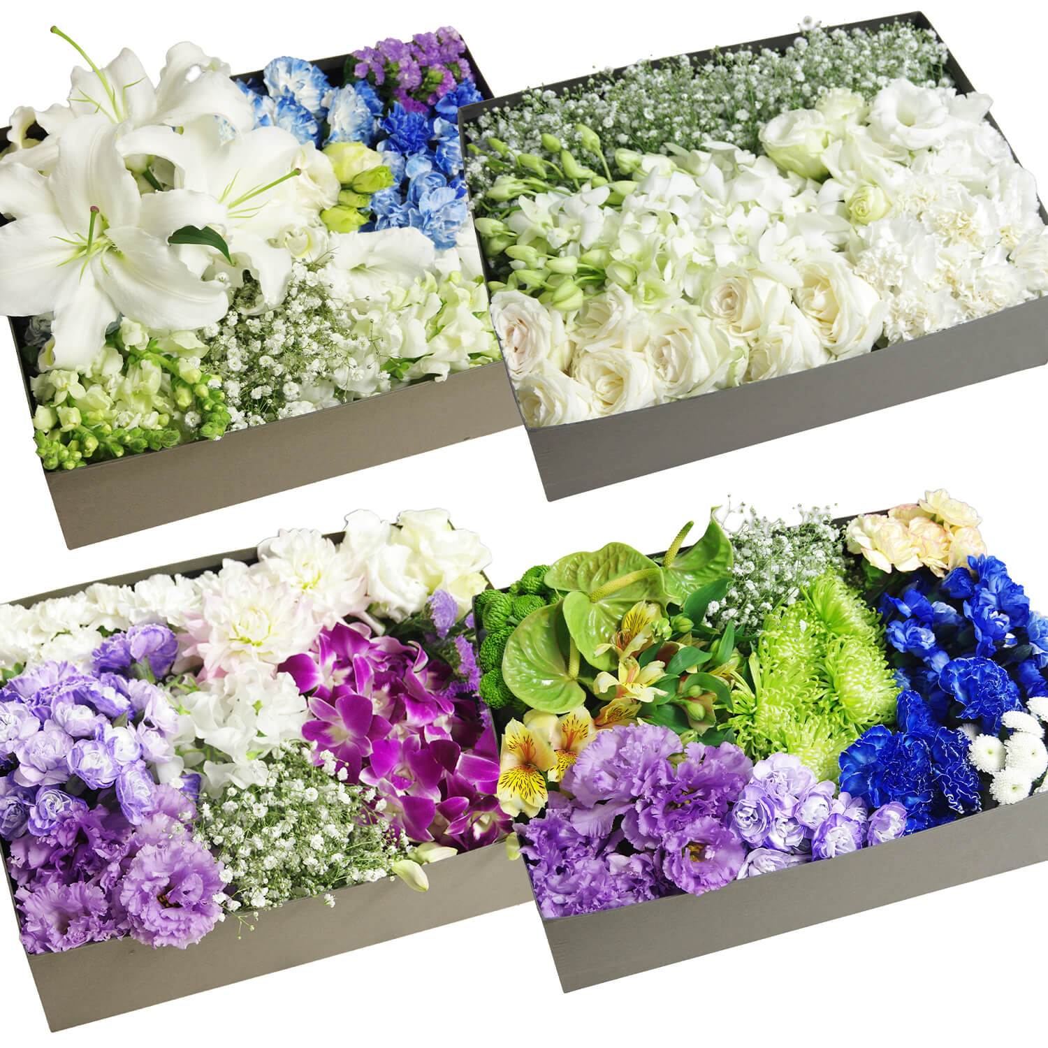 季節のおまかせ お別れ花 寒色系イメージ