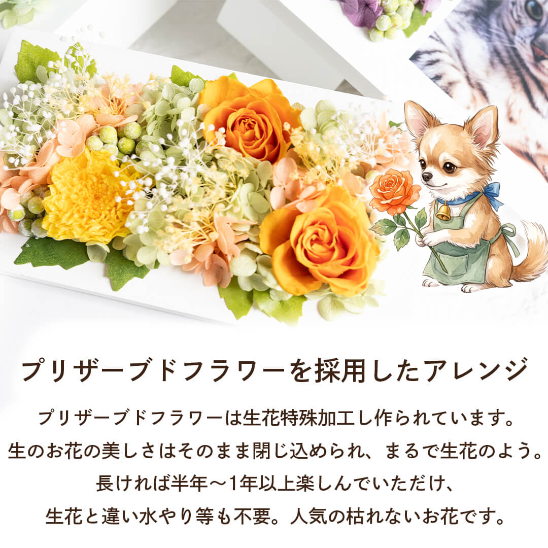 長期間飾れるプリザーブドフラワーを使用