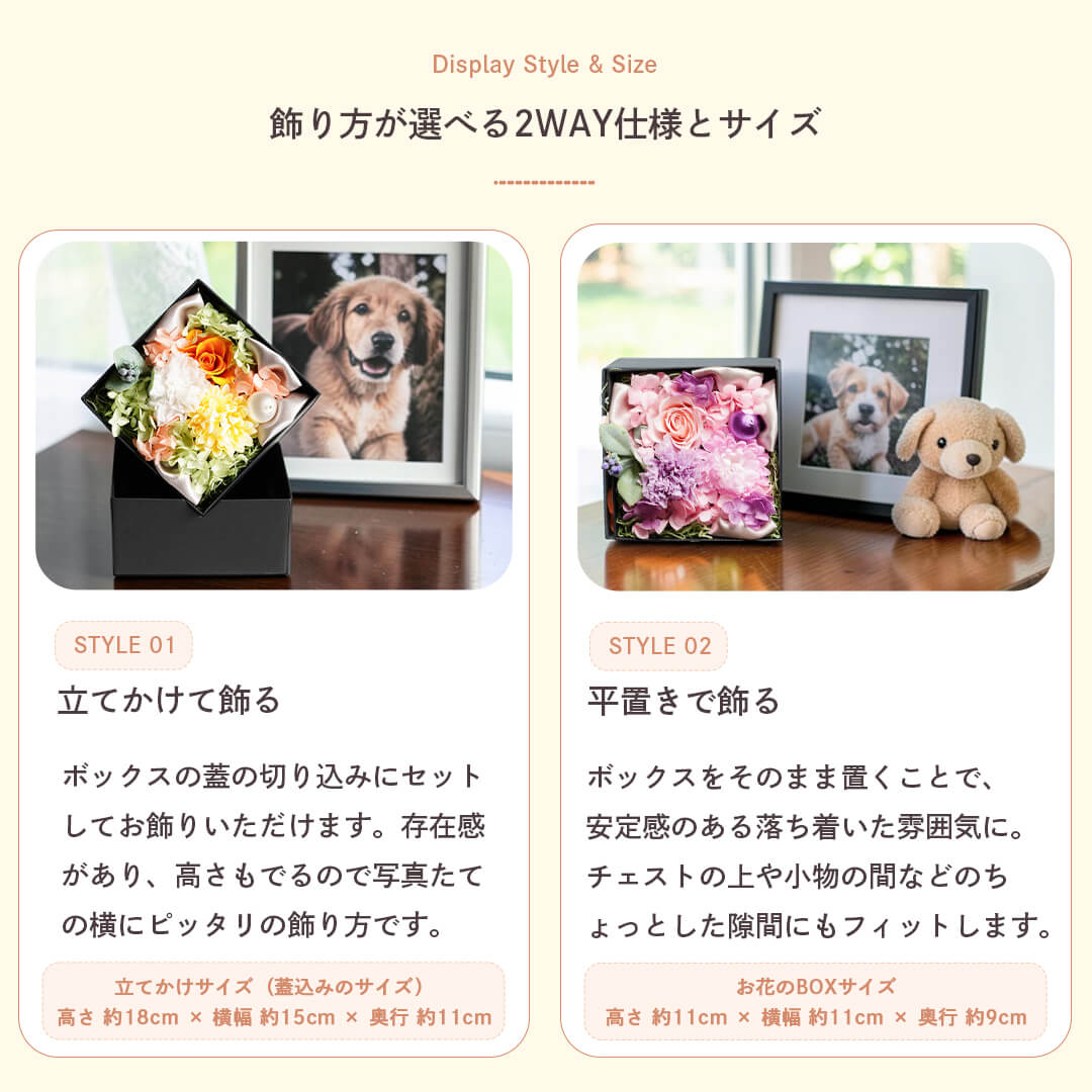 飾り方が選べる2WAY仕様とサイズ