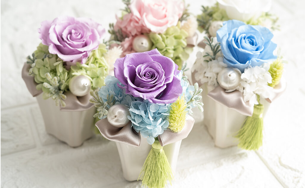 プリザーブドフラワー仏花 花巡り クリアケース入り