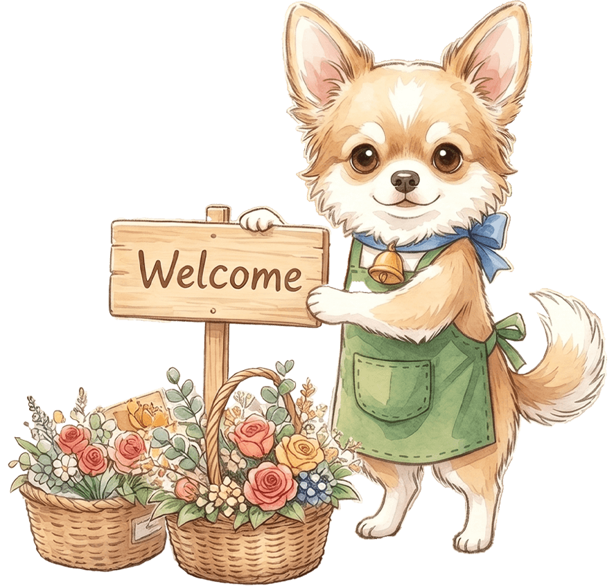 FLABELペットの花贈り看板犬 ベル君