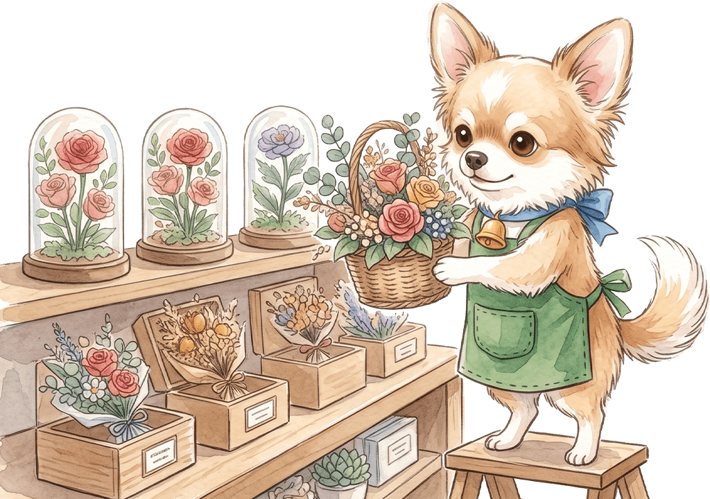 FLABELペットの花贈り看板犬 ベル君